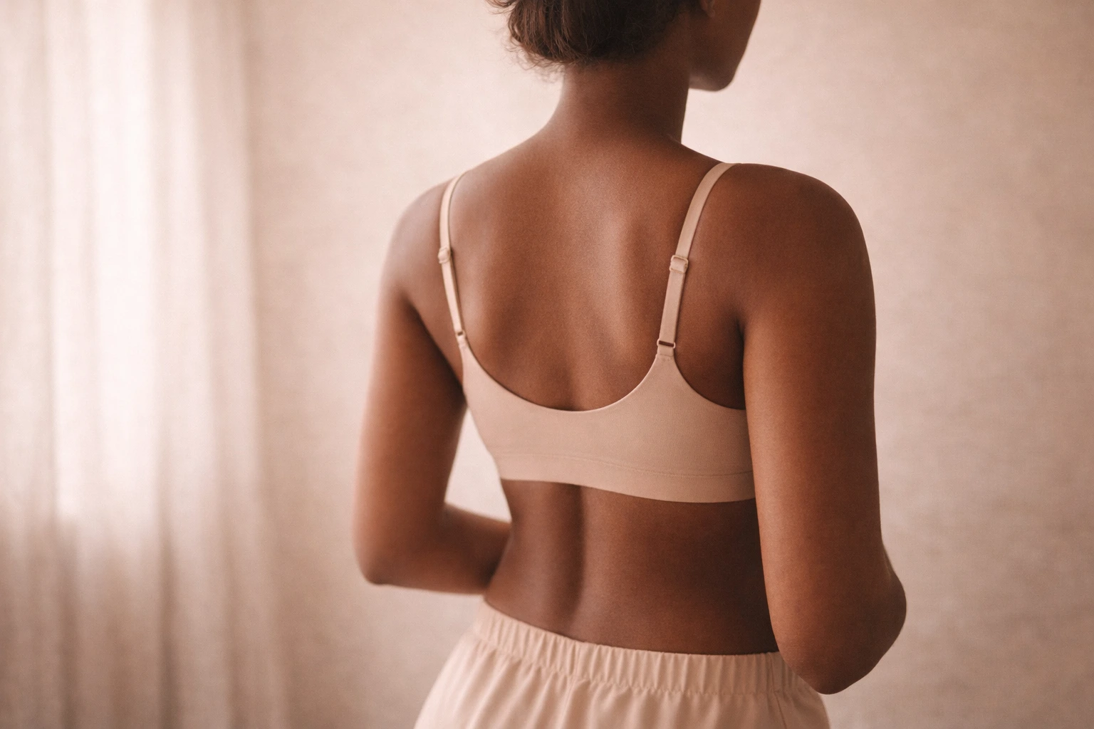 Woman with back pain caused by poor bra fit